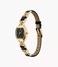 Harlow 22mm Three-Hand Leather and Gold-Tone Stainless Steel Watch