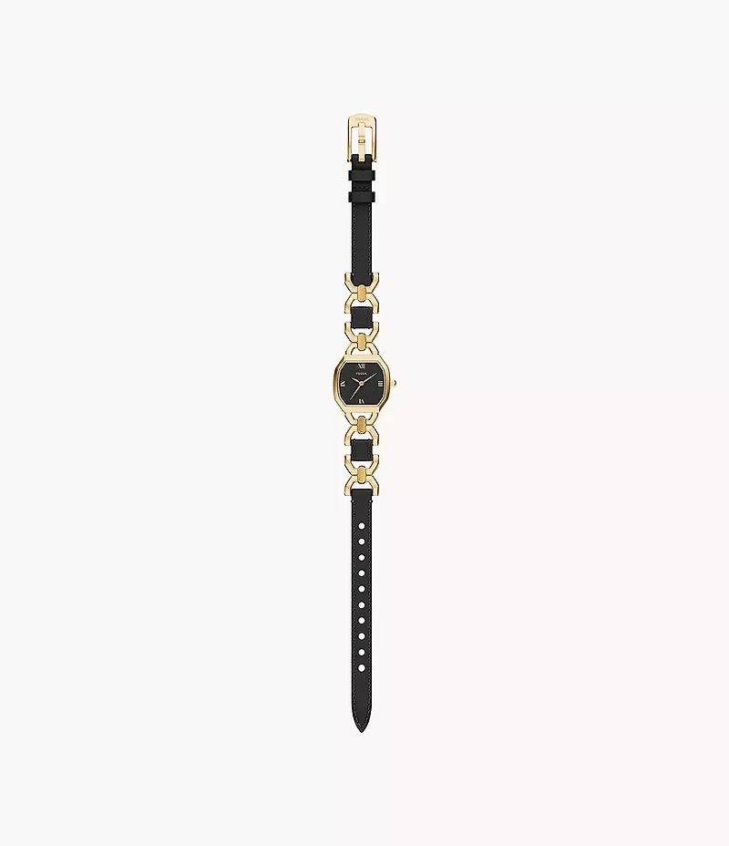 Harlow 22mm Three-Hand Leather and Gold-Tone Stainless Steel Watch