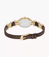 Harlow 22mm Three-Hand Brown Leather and Gold-Tone Stainless Steel Watch