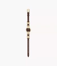 Harlow 22mm Three-Hand Brown Leather and Gold-Tone Stainless Steel Watch
