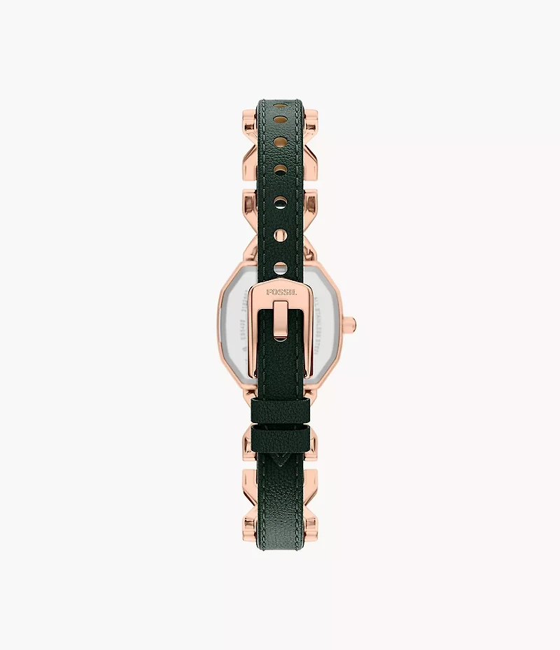 Harlow 22mm Three-Hand Green Leather and Rose Gold-Tone Stainless Steel Watch
