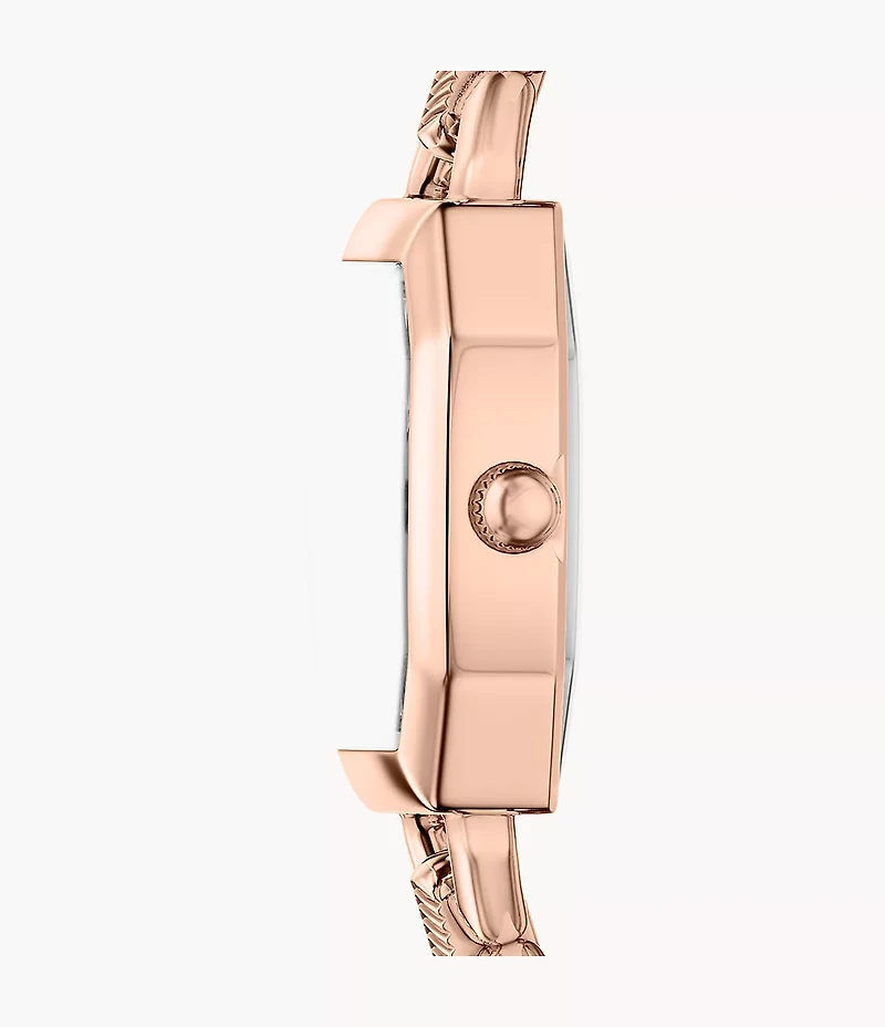 Harlow 22mm Three-Hand Green Leather and Rose Gold-Tone Stainless Steel Watch
