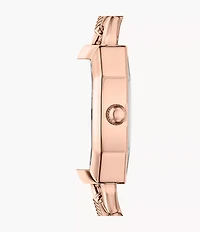 Harlow 22mm Three-Hand Green Leather and Rose Gold-Tone Stainless Steel Watch