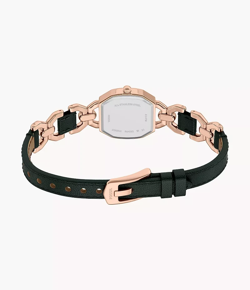 Harlow 22mm Three-Hand Green Leather and Rose Gold-Tone Stainless Steel Watch