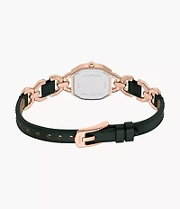 Harlow 22mm Three-Hand Green Leather and Rose Gold-Tone Stainless Steel Watch