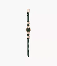 Harlow 22mm Three-Hand Green Leather and Rose Gold-Tone Stainless Steel Watch