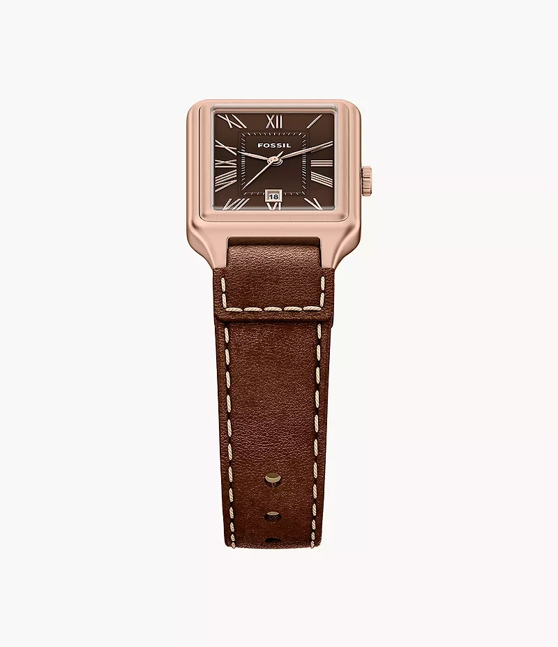 Raquel 23mm Three-Hand Date Leather Watch