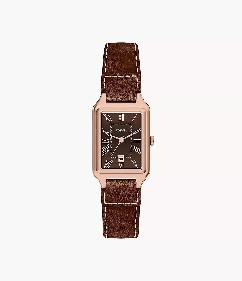 Raquel 23mm Three-Hand Date Leather Watch