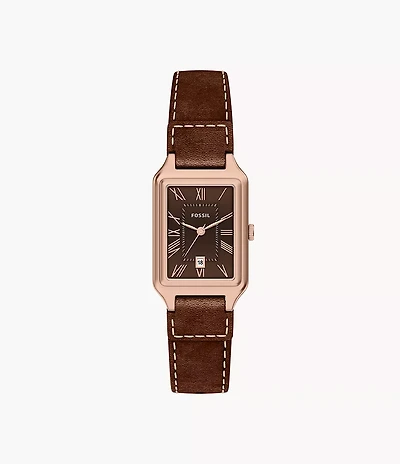 Raquel 23mm Three-Hand Date Leather Watch