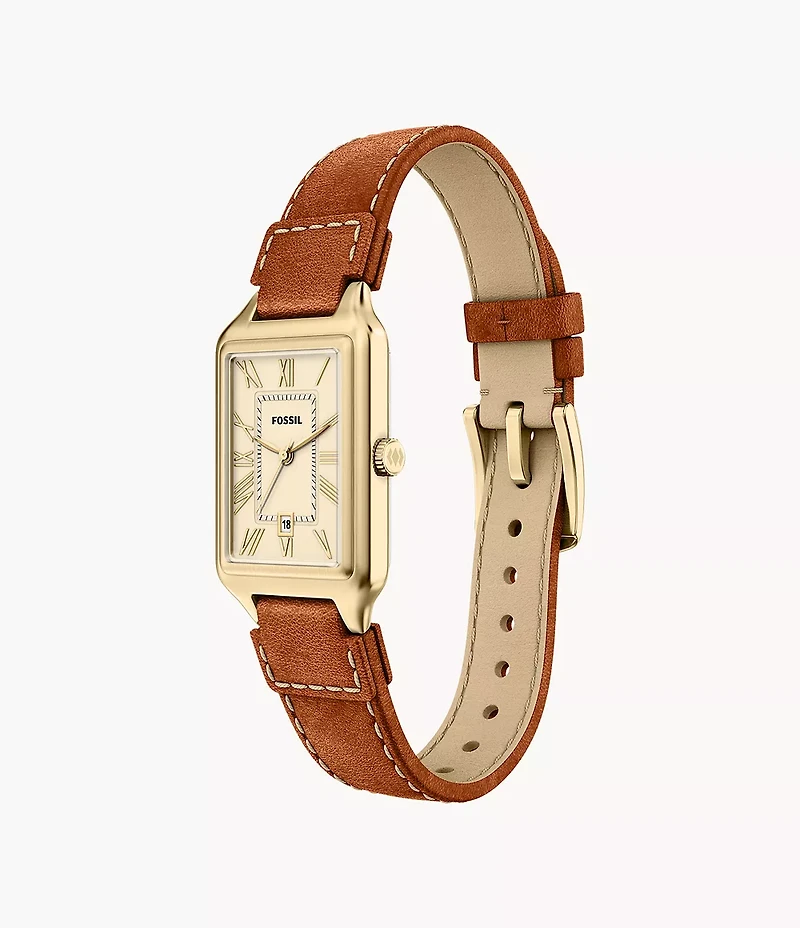 Raquel 23mm Three-Hand Date Medium Brown Leather Watch
