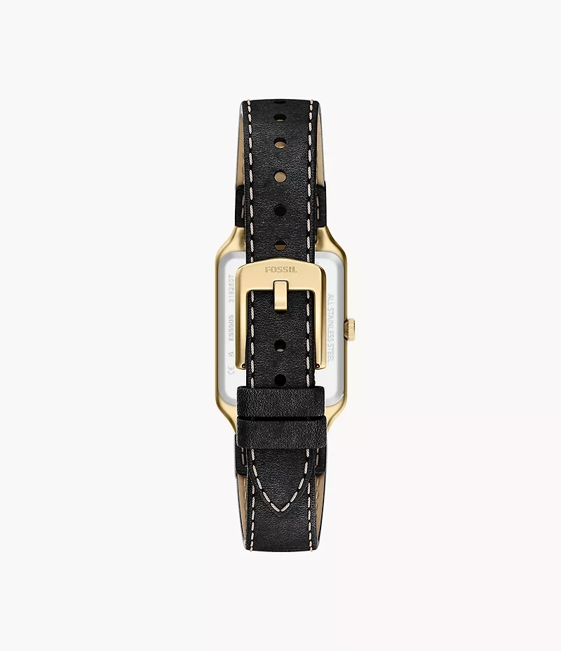 Raquel 23mm Three-Hand Date Black Leather Watch
