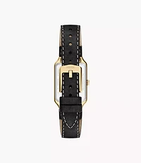 Raquel 23mm Three-Hand Date Black Leather Watch