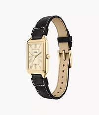 Raquel 23mm Three-Hand Date Black Leather Watch
