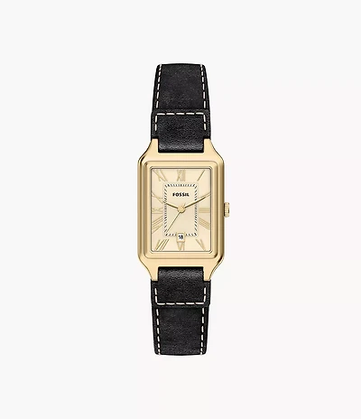 Raquel 23mm Three-Hand Date Black Leather Watch