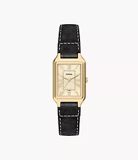 Raquel 23mm Three-Hand Date Black Leather Watch