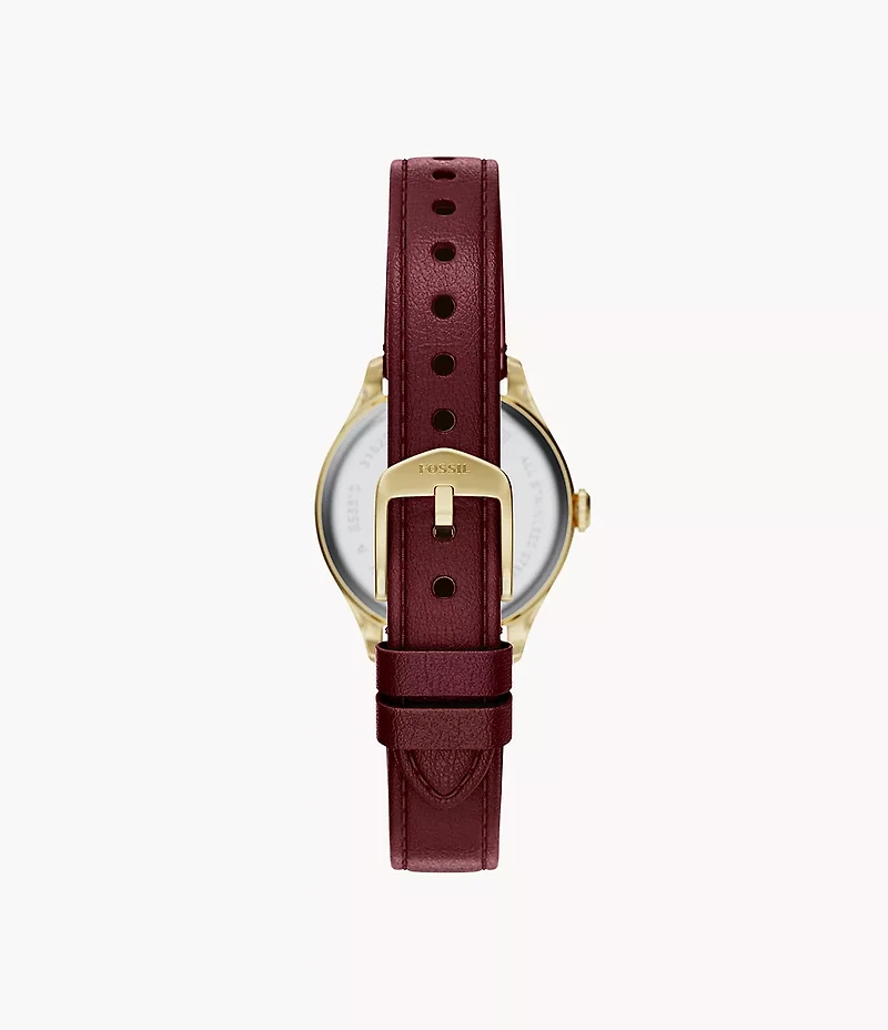 Gilmore 28mm Three-Hand Red Leather Watch