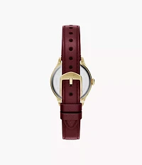 Gilmore 28mm Three-Hand Red Leather Watch