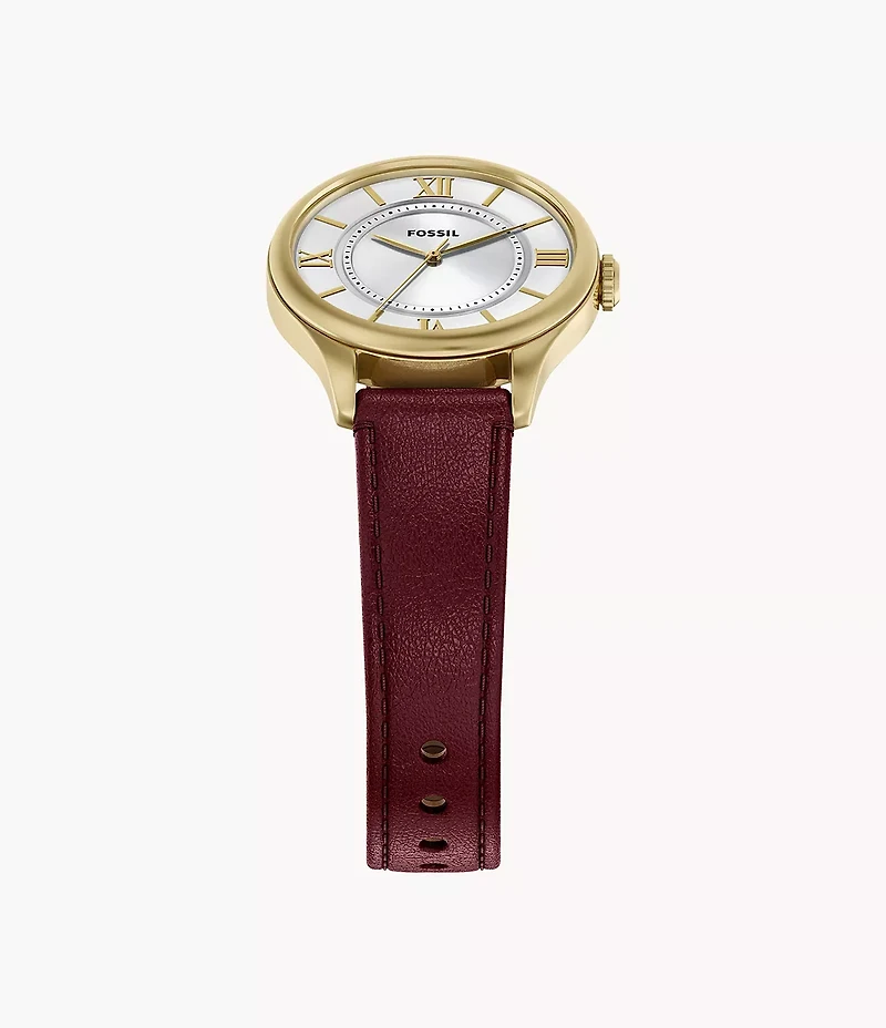 Gilmore 28mm Three-Hand Red Leather Watch