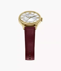 Gilmore 28mm Three-Hand Red Leather Watch