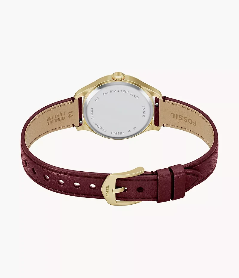 Gilmore 28mm Three-Hand Red Leather Watch