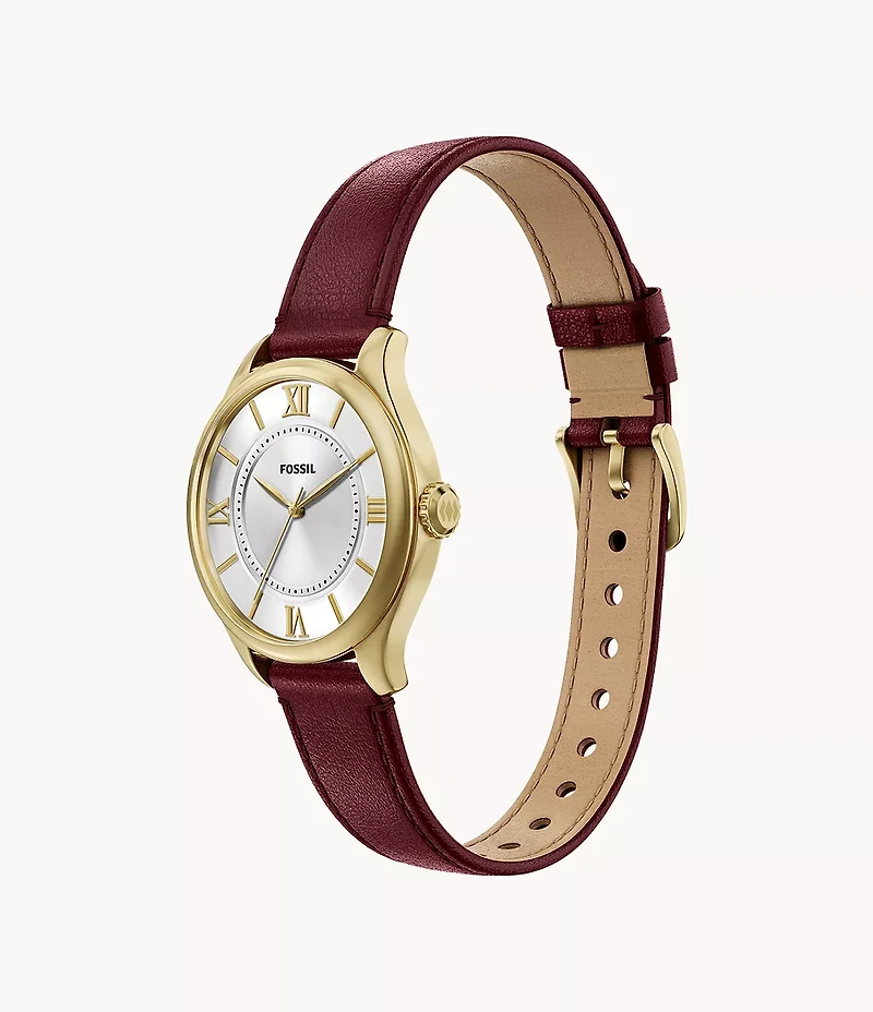 Gilmore 28mm Three-Hand Red Leather Watch