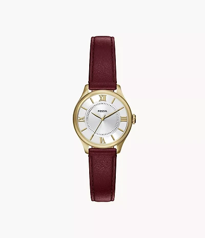 Gilmore 28mm Three-Hand Red Leather Watch