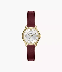 Gilmore 28mm Three-Hand Red Leather Watch