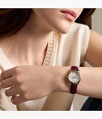 Gilmore 28mm Three-Hand Red Leather Watch