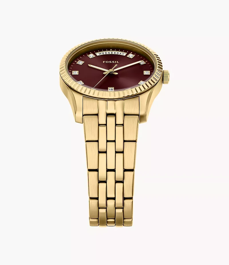 Scarlette 34mm Three-Hand Day-Date Gold-Tone Stainless Steel Watch