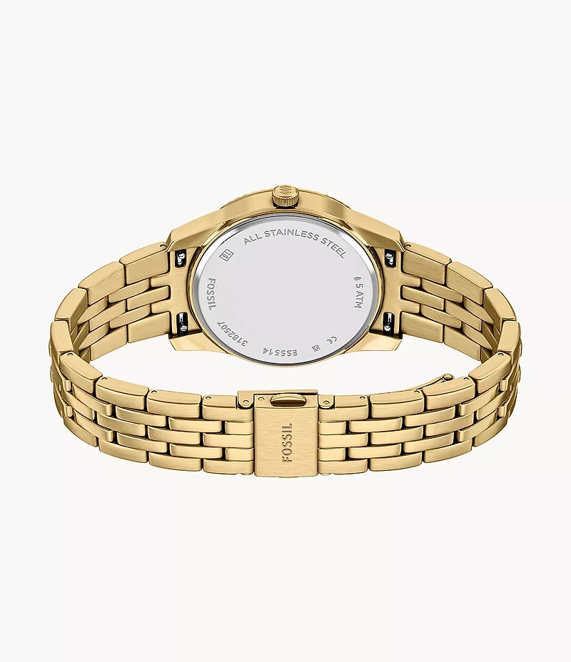 Scarlette 34mm Three-Hand Day-Date Gold-Tone Stainless Steel Watch