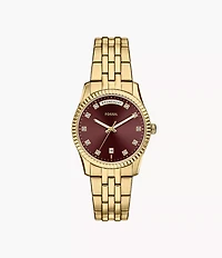Scarlette 34mm Three-Hand Day-Date Gold-Tone Stainless Steel Watch