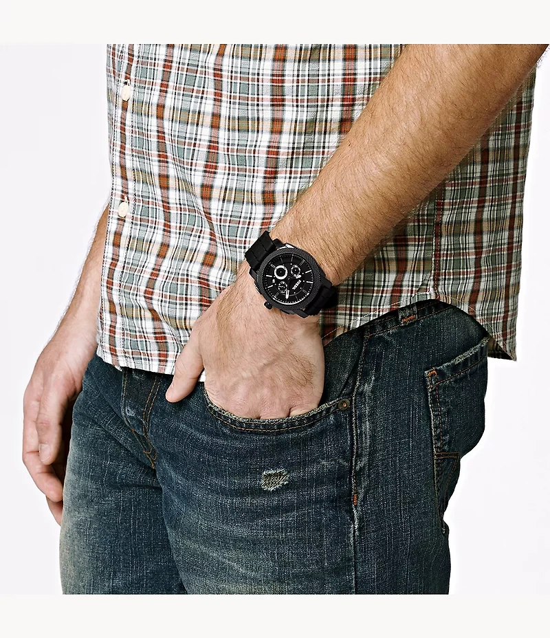 Machine 45mm Chronograph Black Silicone Watch