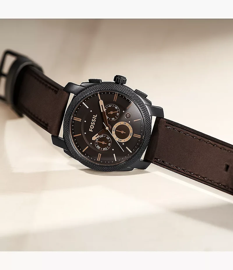 Machine Mid-Size Chronograph Brown Leather Watch