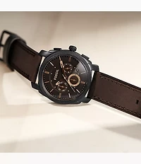 Machine Mid-Size Chronograph Brown Leather Watch
