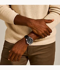 Grant Chronograph Black Leather Watch