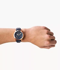 Grant Chronograph Navy Leather Watch