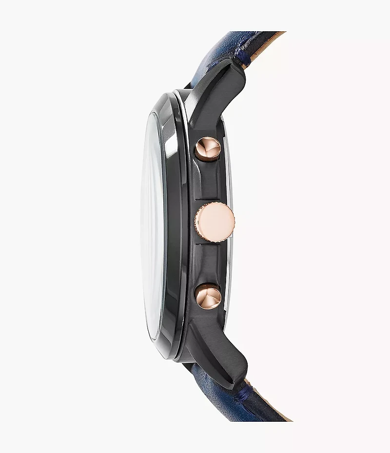 Grant Chronograph Navy Leather Watch