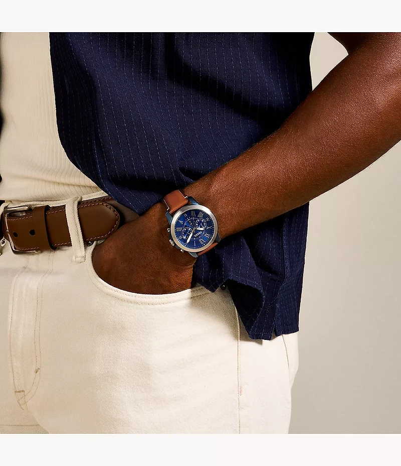 Grant Chronograph Light Brown Leather Watch