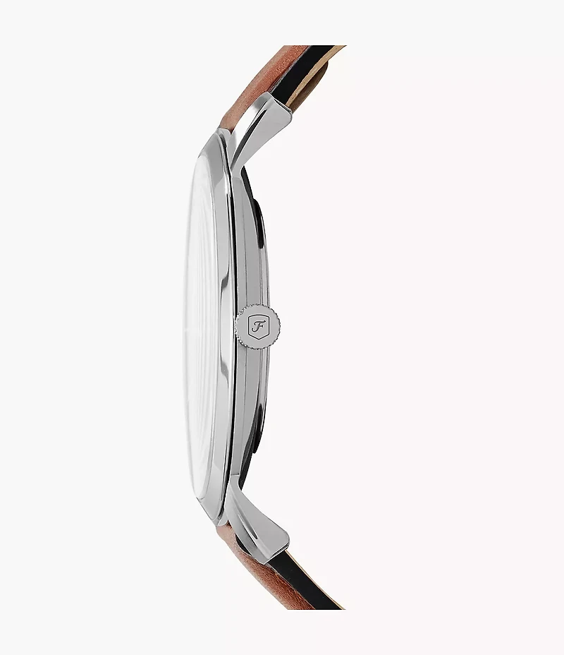 The Minimalist Slim Three-Hand Light Brown Leather Watch