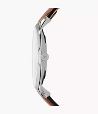 The Minimalist Slim Three-Hand Light Brown Leather Watch