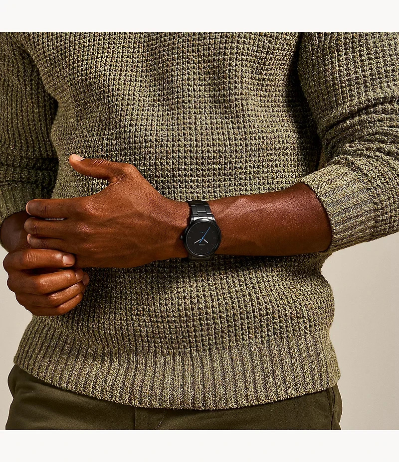 The Minimalist Slim Three-Hand Black Stainless Steel Watch