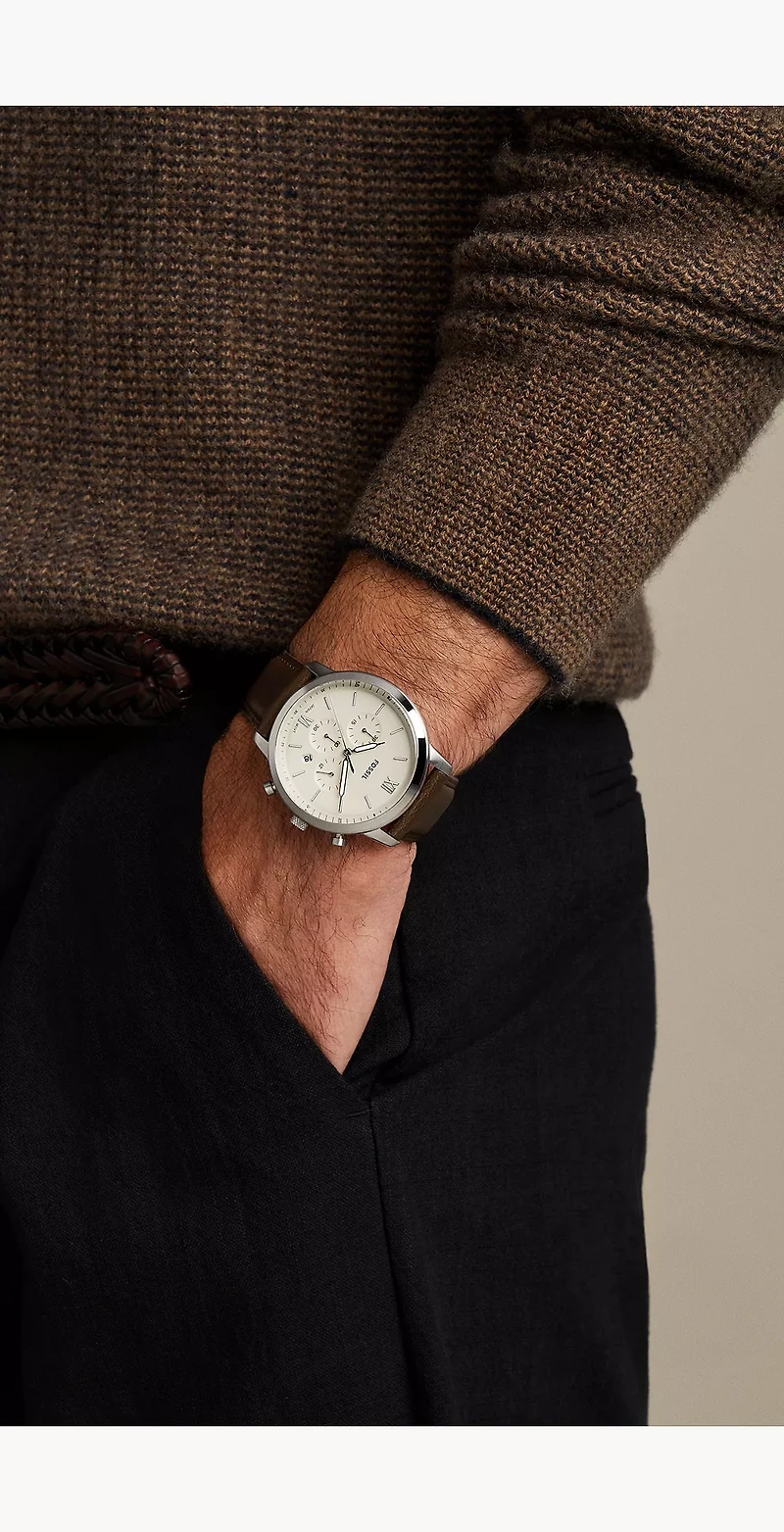Neutra 44mm Chronograph Brown Leather Watch