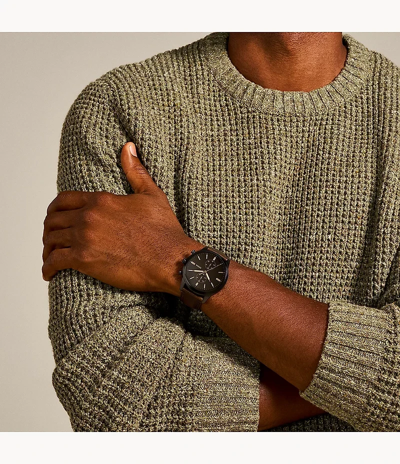 Townsman 44 mm Chronograph Brown Leather Watch