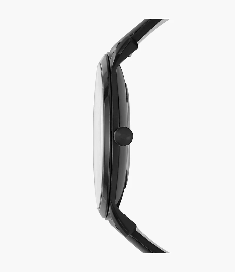 Minimalist Two-Hand Black Leather Watch