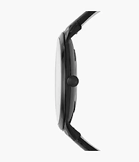 Minimalist Two-Hand Black Leather Watch