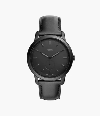 The Minimalist Two-Hand Black Leather Watch