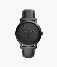 Minimalist Two-Hand Black Leather Watch