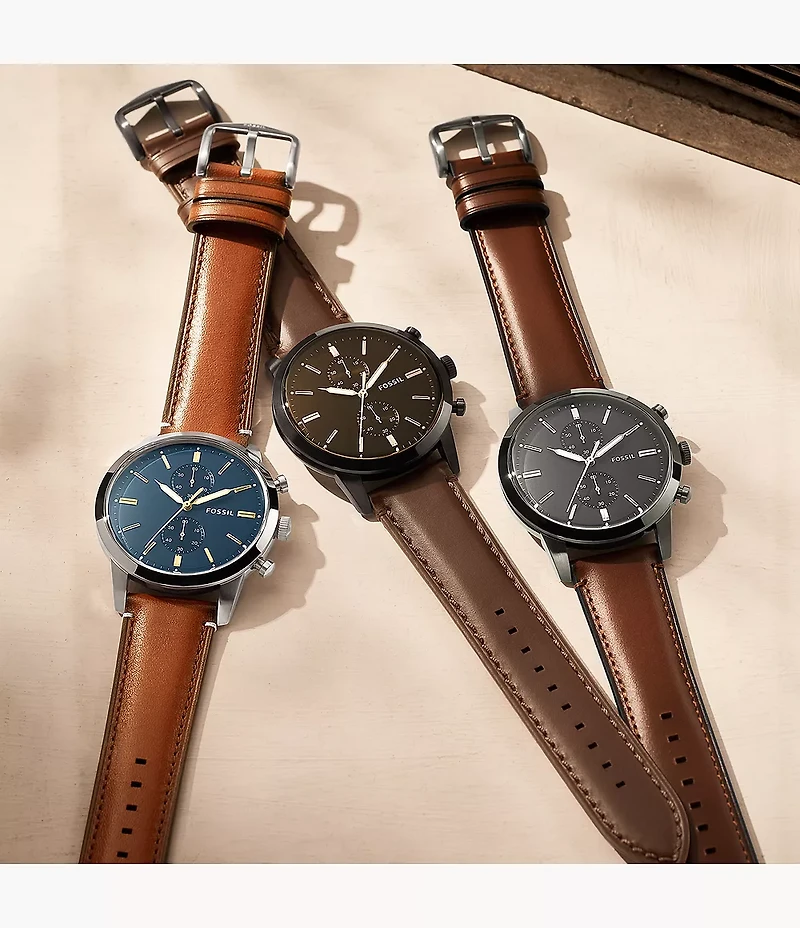 Neutra Chronograph Black Leather Watch