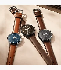 Neutra Chronograph Black Leather Watch