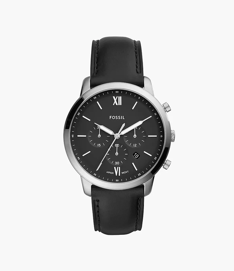 Neutra Chronograph Black Leather Watch